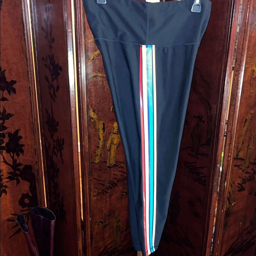 Xersion Black Leggings with Blue Detail